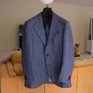 Spier & Mackay Linen Sportcoat Denim Blue Neapolitan Cut Slim 36S